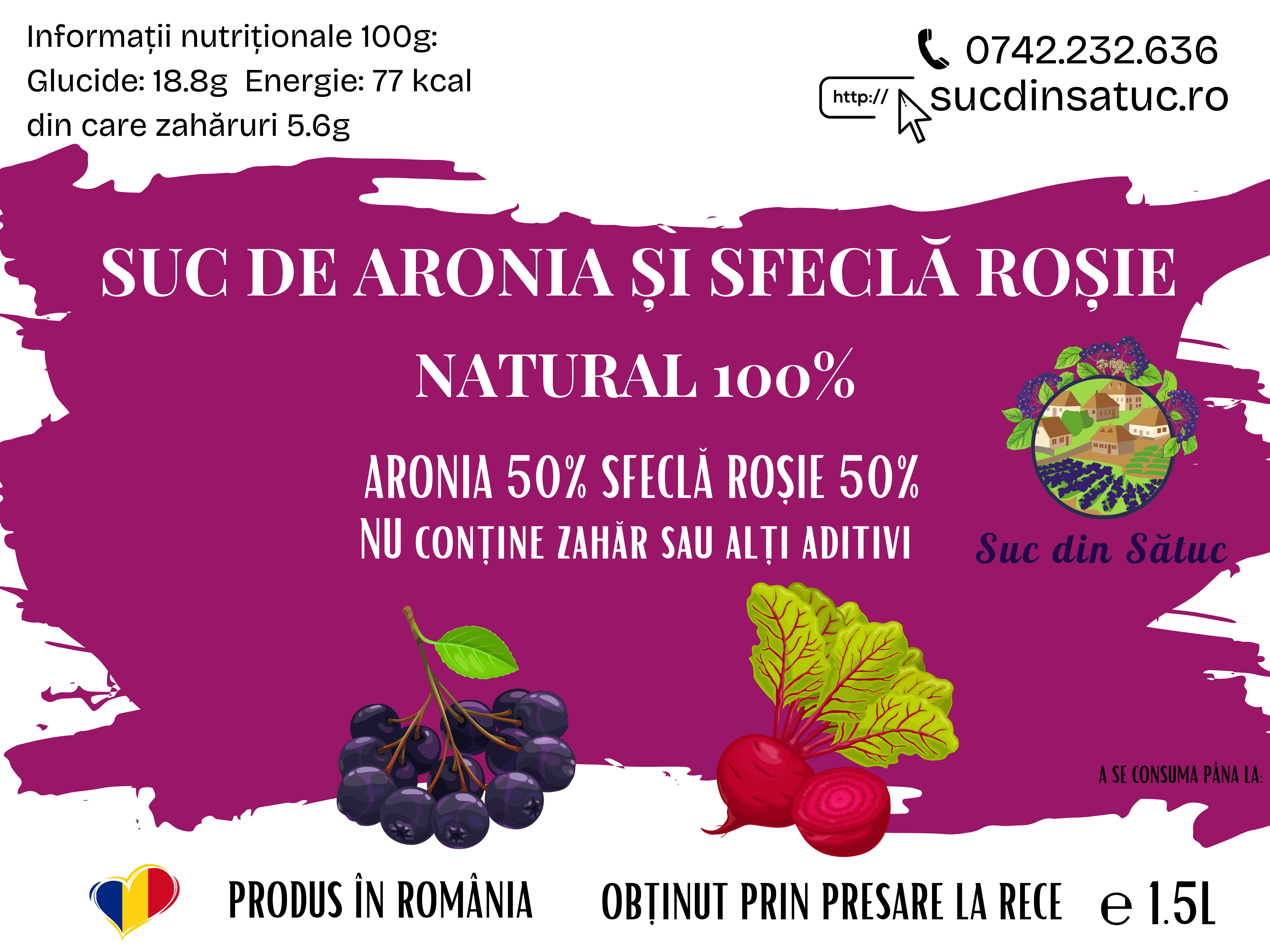 SUC DE ARONI SI SFECLĂ 1.5L (16 x 12 cm)